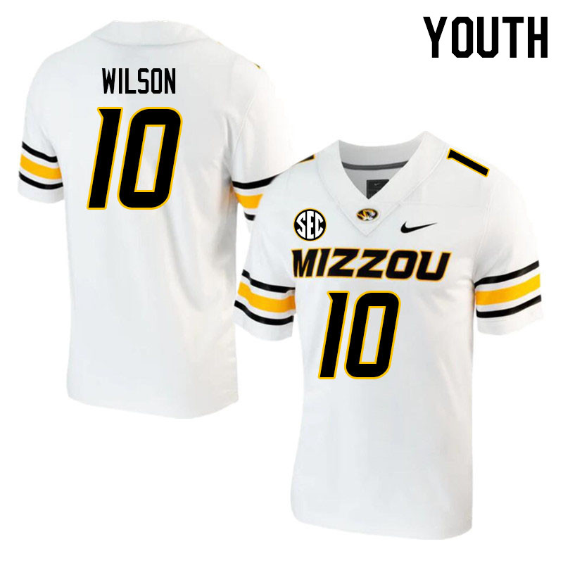 Youth #10 Dameon Wilson Missouri Tigers College 2023 Football Stitched Jerseys Sale-White - Click Image to Close